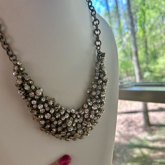 Vintage J. Crew Crystal Cluster Statement Bibb Necklace - Picture 3 of 5